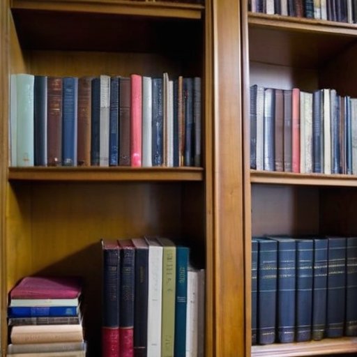 Упорядоченная книжная полка с книгами и журналами, идеальные условия хранения.