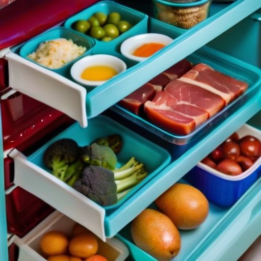 Организованный интерьер холодильника с аккуратно размещёнными продуктами по зонам.