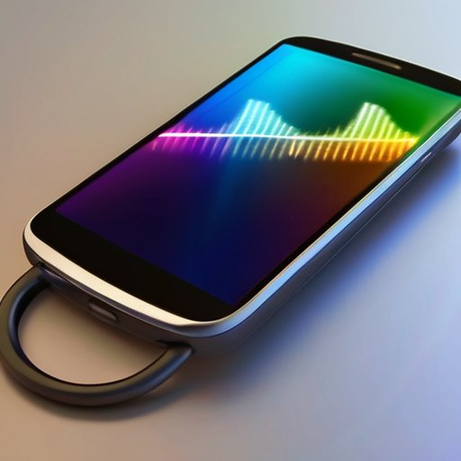 Современный смартфон с волновым сигналом на экране, окруженный иконками бизнеса, образования, здравоохранения и безопасности.