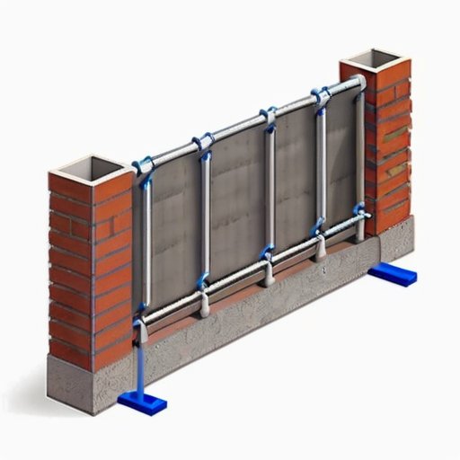 Укрепление газобетонной стены с видимыми слоями и инструментами на строительной площадке.
