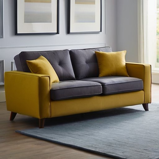 Современный стильный диван с механизмом трансформации в уютной гостиной.