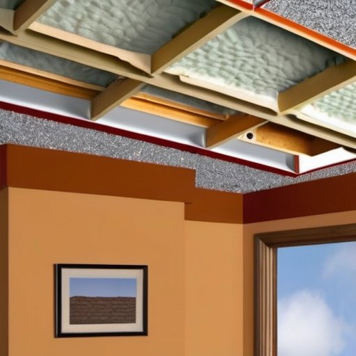 Уютный утепленный потолок с различными материалами и визуализацией теплового потока.