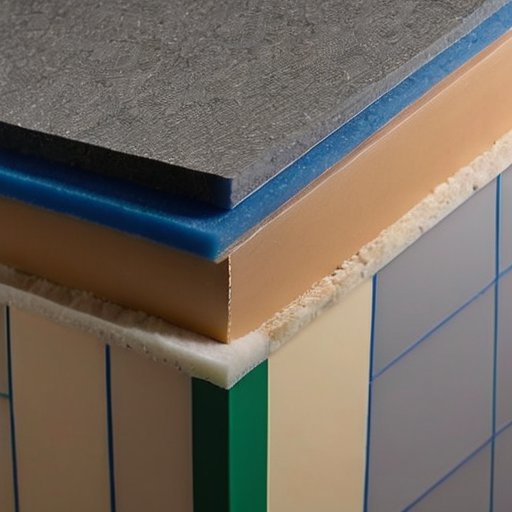 Подготовленная стена для утепления с панелями из пенопласта, клеем и инструментами.