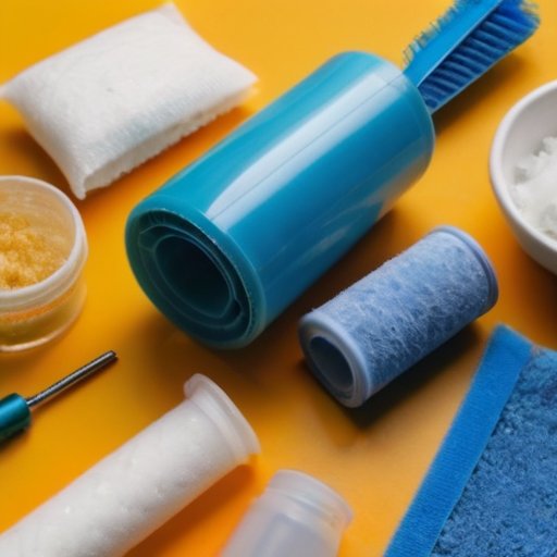 Чистое и организованное рабочее пространство с инструментами и средствами для уборки.