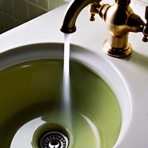 Раковина с частично забитым сливом, рядом плунжер, сантехнический змеевик, химикаты и уксус с содой. Чистая труба под раковиной подчеркивает важ