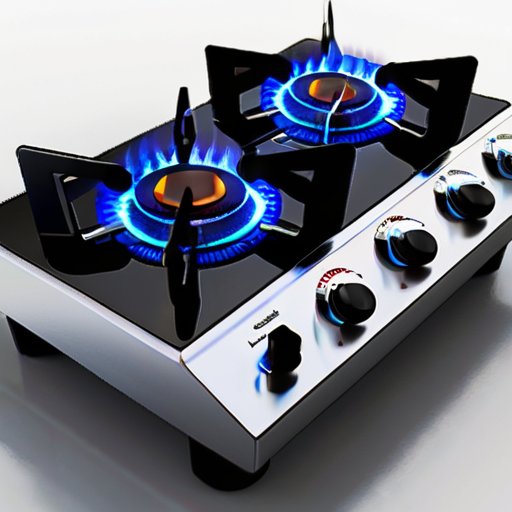 Современная газовая плита с основными компонентами в светлой кухне.