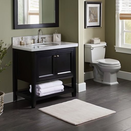 Эргономичное оформление ванной комнаты с туалетом, раковиной и душем в современном минималистичном стиле.