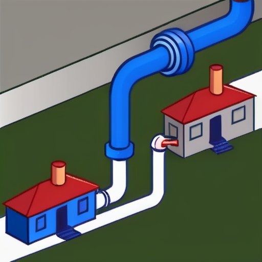Схема жилой сантехнической системы с ключевыми компонентами и указателями проблемных зон.