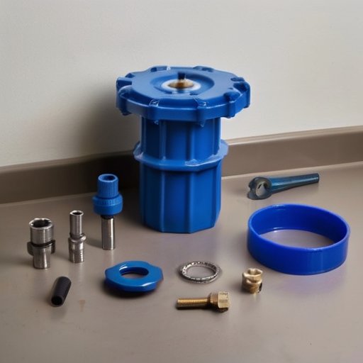 Организованное рабочее пространство для сантехники с инструментами для ремонта сливного клапана.