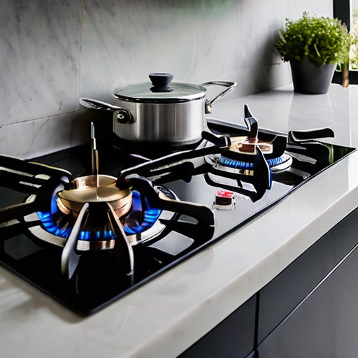 Современная газовая плита с отстёгнутыми ручками и инструментами для обслуживания на чистом столе.