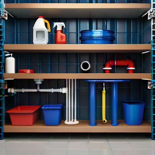 Современная сантехническая установка в чистом подвале с новым обратным клапаном и инструментами.