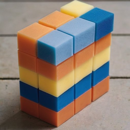 Стек пеноблоков на строительной площадке с недостроенным зданием на фоне, инструменты и характеристики блоков.