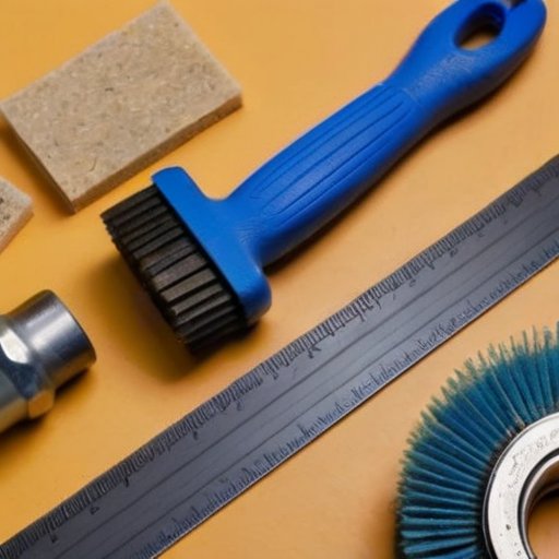 Организованный набор инструментов для ремонта инженерного пола с чек-листом и частично восстановленным полом.