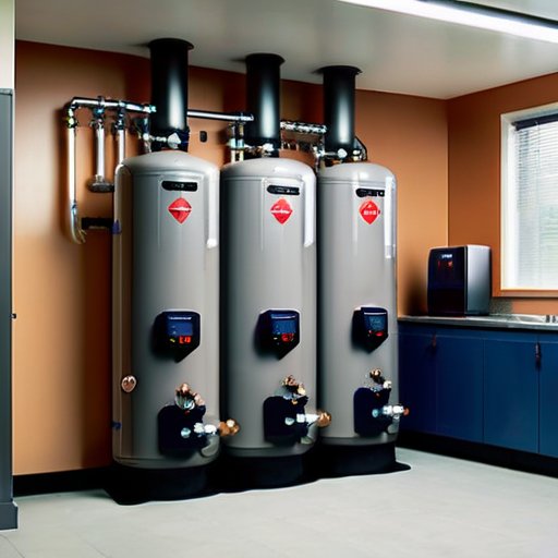 Современная котельная система в коммунальном здании с элегантным дизайном и цифровой панелью управления.