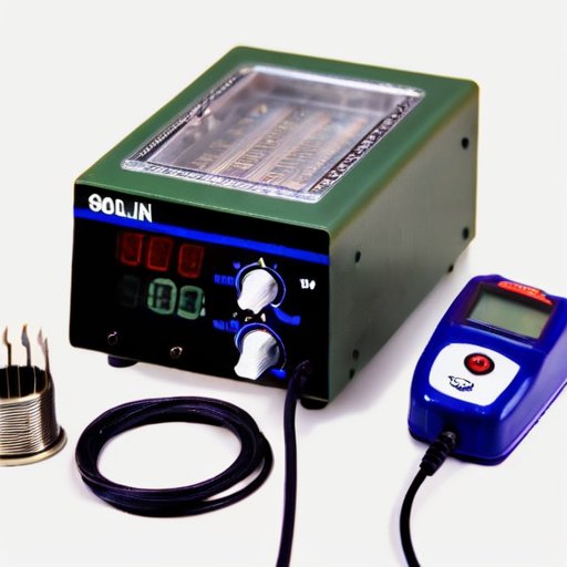 Станция для пайки: инструменты, плата, флюс и термометр.