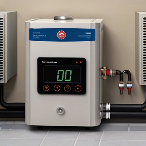 Котел Protherm с цифровым дисплеем и ошибками, окруженный инструментами в чистом хозяйственном помещении.