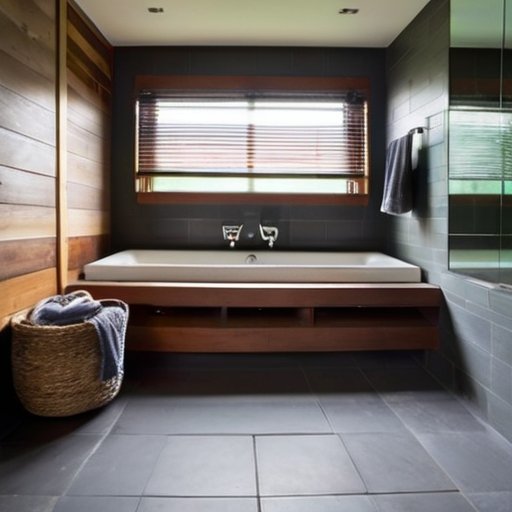 Уютная зона перед ванной с деревянной скамейкой, окном для вентиляции и вентиляционными каналами, пар и влага создают атмосферу.