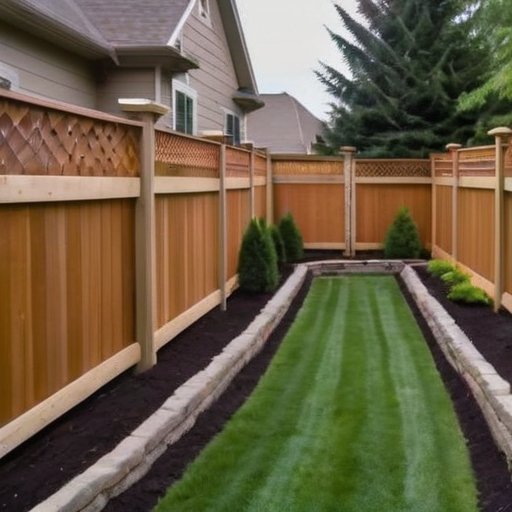 Четкая граница между участками с красивым забором и знаком 