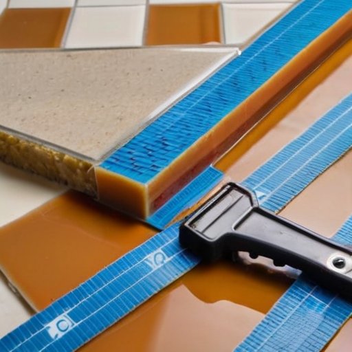 Чистая керамическая плитка с клеевыми материалами и инструментами для точной установки в современном ванной.