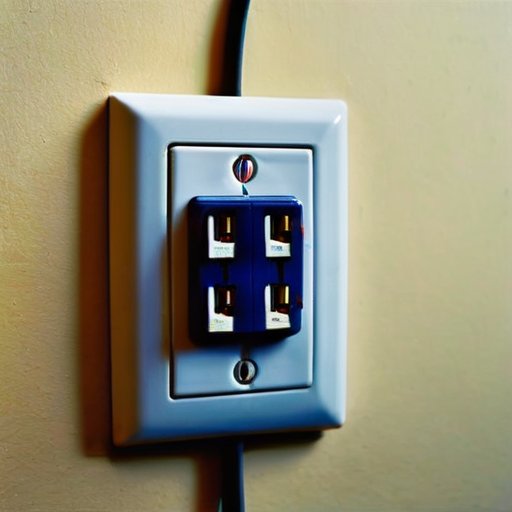 Изношенная электрическая розетка с обнаженными проводами и следами ожога на фоне тусклой комнаты, рядом капля воды и перегруженные удлинители.