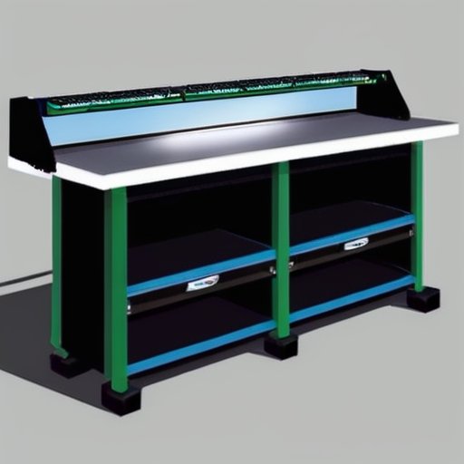 Организованный верстак для алюминиевой пайки с инструментами и средствами безопасности.