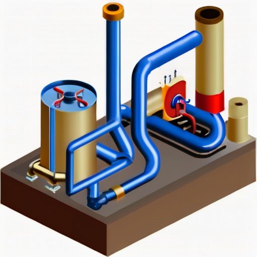 Схема паровой системы с ключевыми компонентами: котел, теплообменники, трубы и дренажи конденсата.