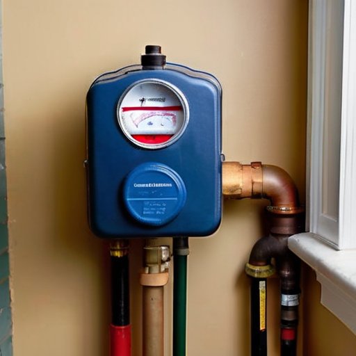 Перемещение газового счетчика в уютной квартире с инструментами и знаками безопасности.