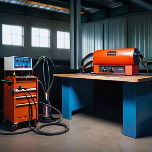 Полуавтоматическая сварочная машина в чистом и организованном цехе.