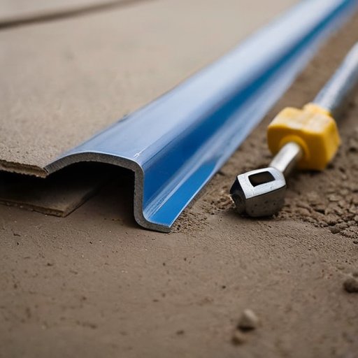 Строительная площадка с свежезалитым полусухим стяжкой и измерительным инструментом рядом, подчеркивающим важность плотности в процессе укладки.