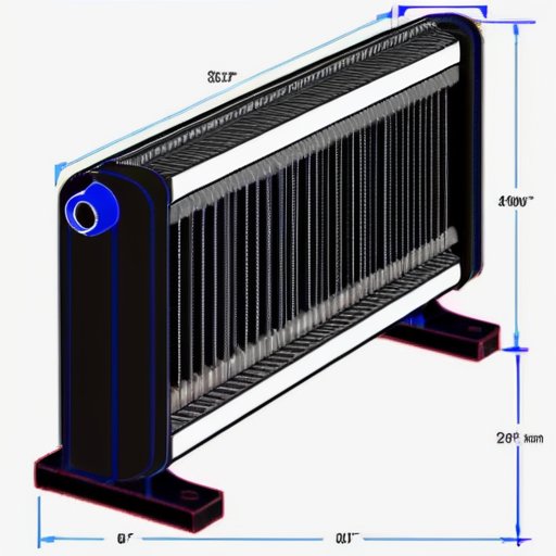 Технический чертеж радиатора с размерами и аннотациями, акцент на межосевом расстоянии.