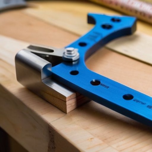 Установка лезвия в лобзик на рабочем столе с инструментами.