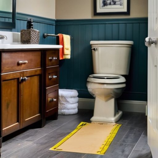 Организованный рабочий процесс установки туалета с инструментами и четкими размерами на стене.