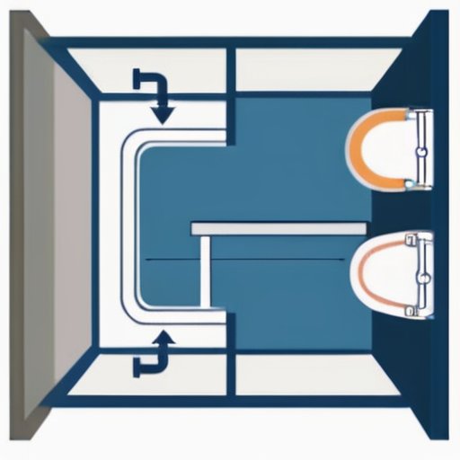 Современный минималистичный дизайн ванной комнаты с туалетом, оптимально расположенным от стены и с измерениями.