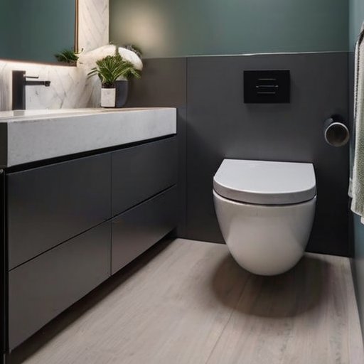 Современный минималистичный дизайн ванной комнаты с идеальным пространством вокруг туалета.