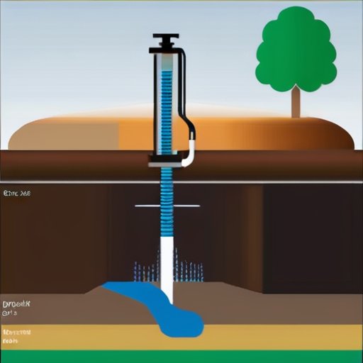 Изображение колодца с меткой уровня воды, показывающее статический и динамический уровни, с погруженным насосом на оптимальной глубине. Чистый и организованный макет для подчеркивания важности