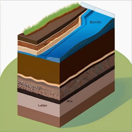 Срез почвы с различными типами фундаментов и отметками уровня воды и глубины промерзания.