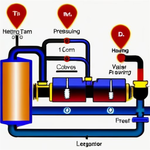 Схема отопительной системы с расширительным баком и ключевыми компонентами.