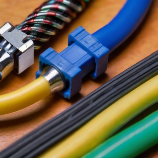 Близкий план скрученных проводов с инструментами на аккуратном рабочем столе.