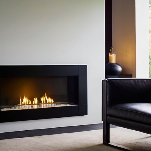 Современный биокамин в уютной гостиной с элегантным декором.