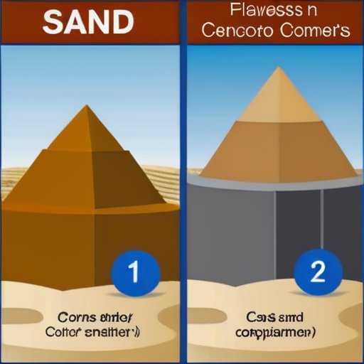 Строительная площадка с двумя кучами материалов: 