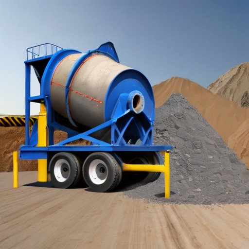 Процесс смешивания цемента на строительной площадке с промышленным миксером и альтернативными наполнителями.