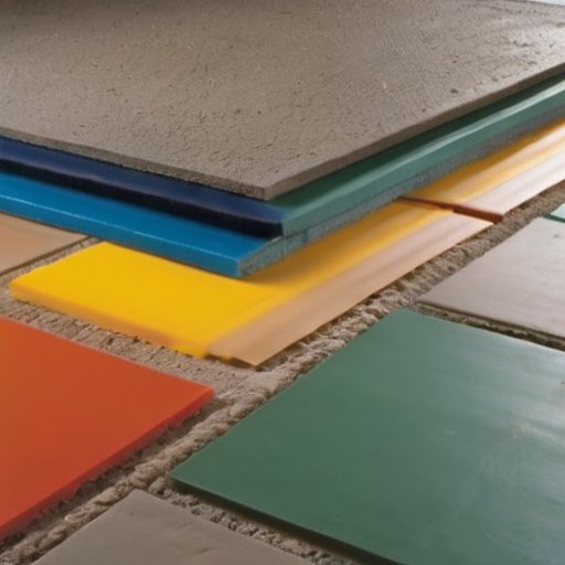 Чистый бетонный пол с различными типами стяжек и инструментами для ухода в светлом workshop.