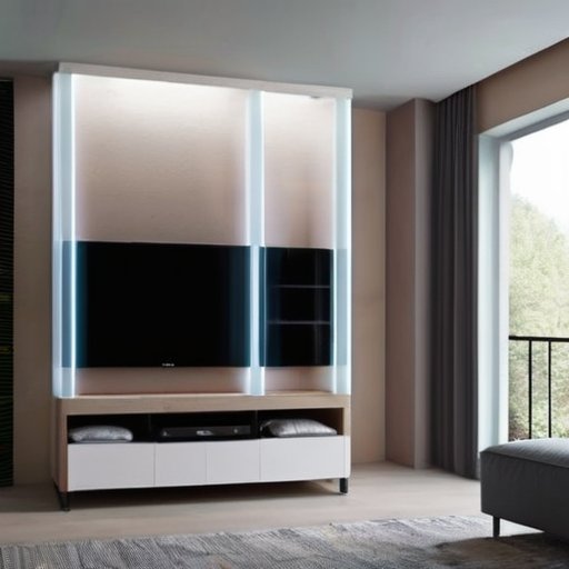 Современная комната с элегантным кондиционером над стильным шкафом, подчеркивающая эффективное использование пространства.